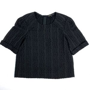 Maje Black Textured Crop Top - Size 1 (Small)